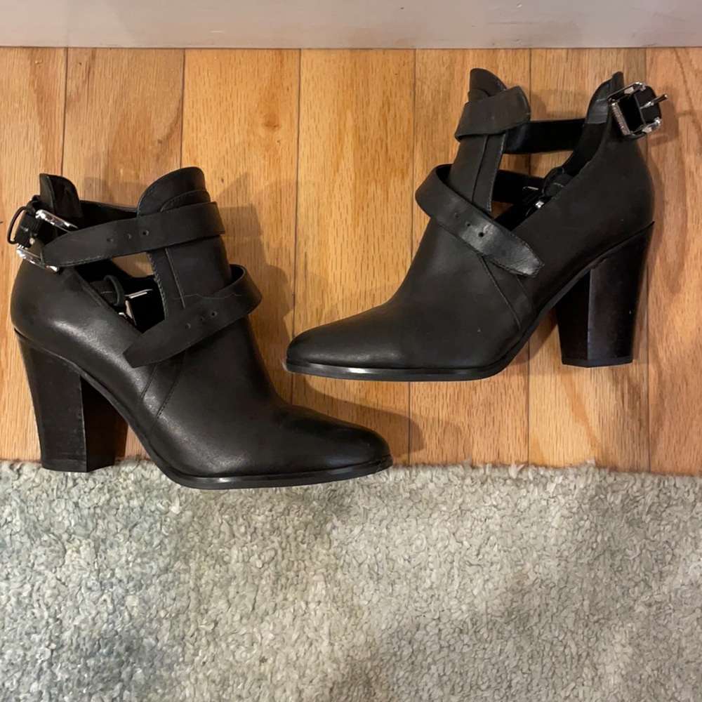 Black, heeled booties
